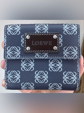 Loewe Anagram Compact Wallet with Entrupy and cards Vintage